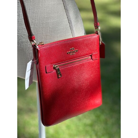 Coach CE871 Crossgrain Mini Rowan File Crossbody 1941 Red NWT - Picture 3 of 15